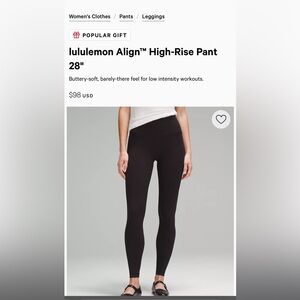 NWT Lululemon HR Align 28”